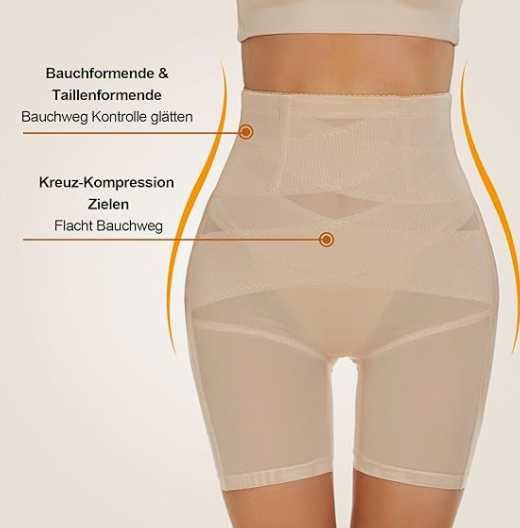 SIMIYA Beżowe Majtki Modelujące XXL – Wysoki Stan, Push-Up,