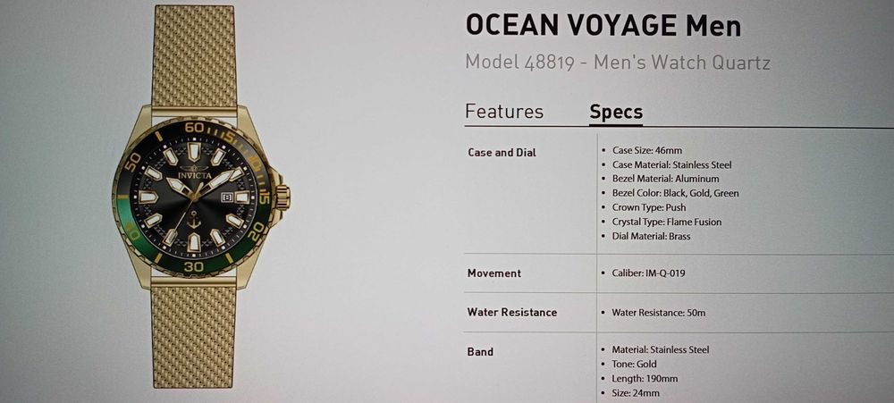 New Invicta Ocean Voyage watch for men