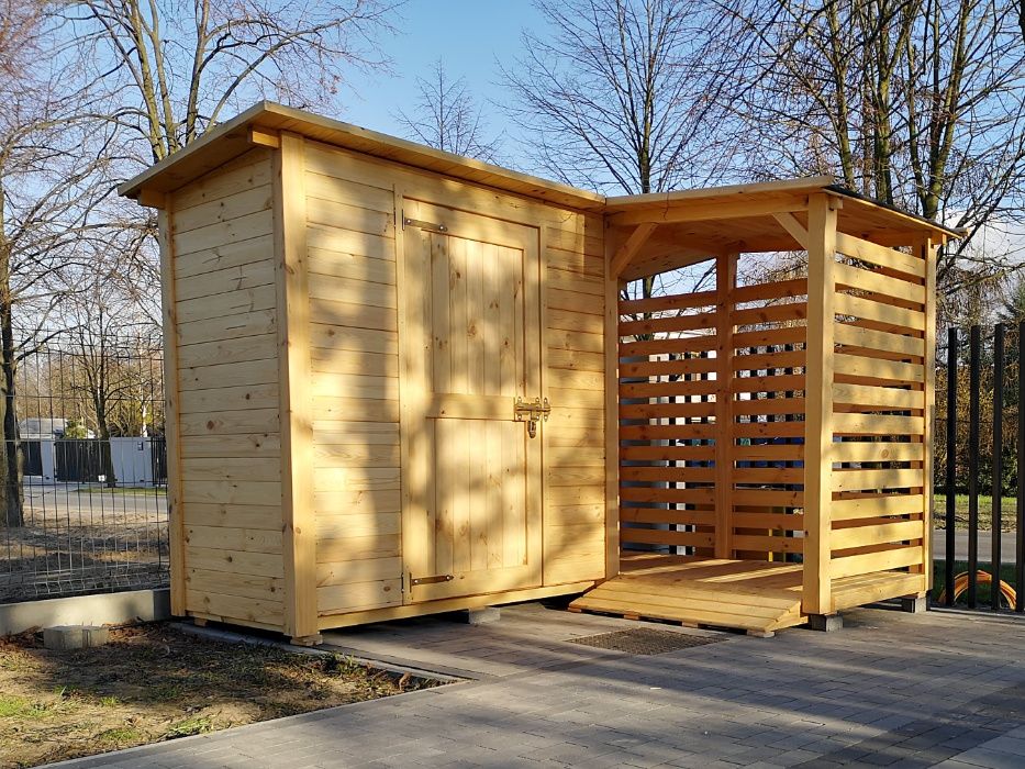 Rogowy domek narzędziowy 2,5 x 1,1m z drewutnią 2,5 x 1,1m