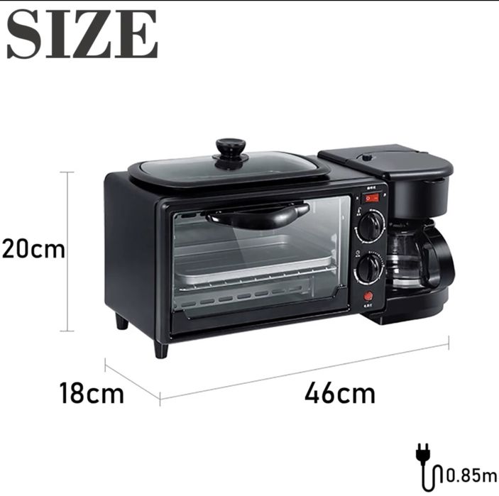 Mini forno 3 em 1 com maquina de cafe e chapa NOVO