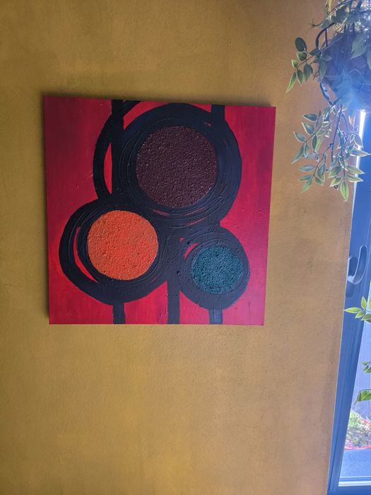 Quadro "Family of three" pintado a acrílico