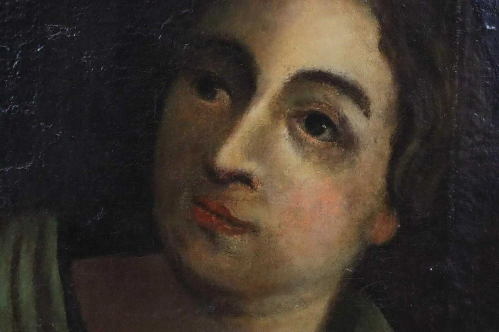 Kobieta przy wieczerzy, stary obraz XVII/XVIII wiek