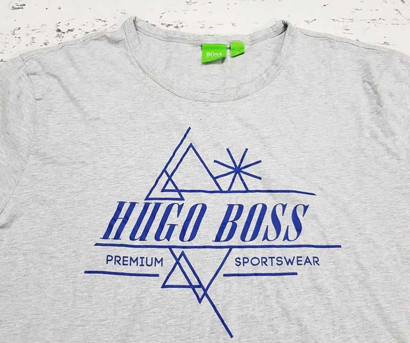 Hugo Boss * green * koszulka * logo * szara * męska * XL