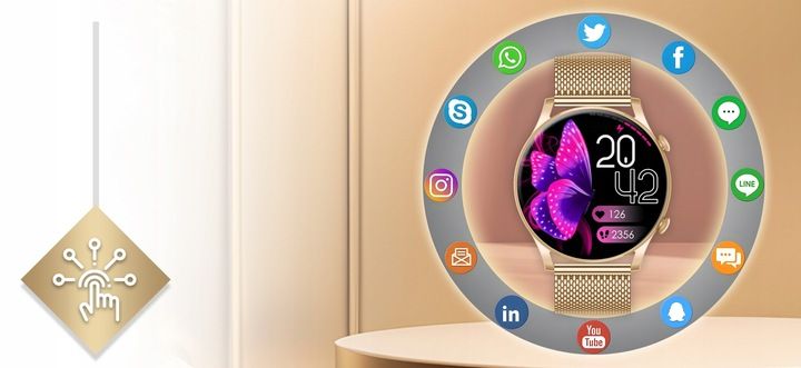 Smartwatch Zegarek Damski Wodooporny Pl Menu Rozmowy Smart Watch 4 Pas