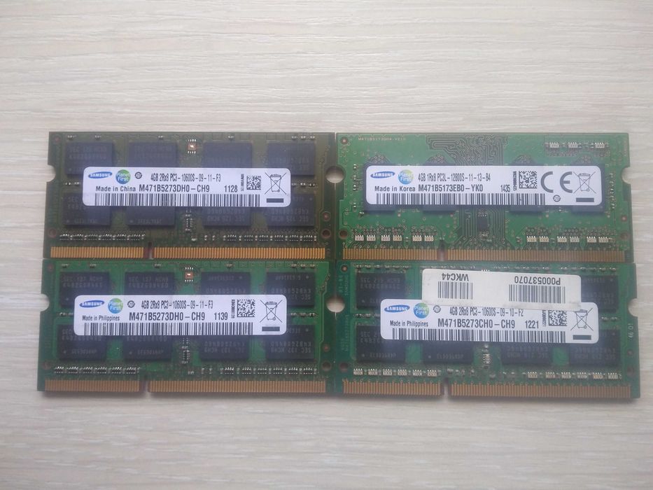 Память ноутбучна DDR3 4Gb Samsung 1333, 1600MHz
