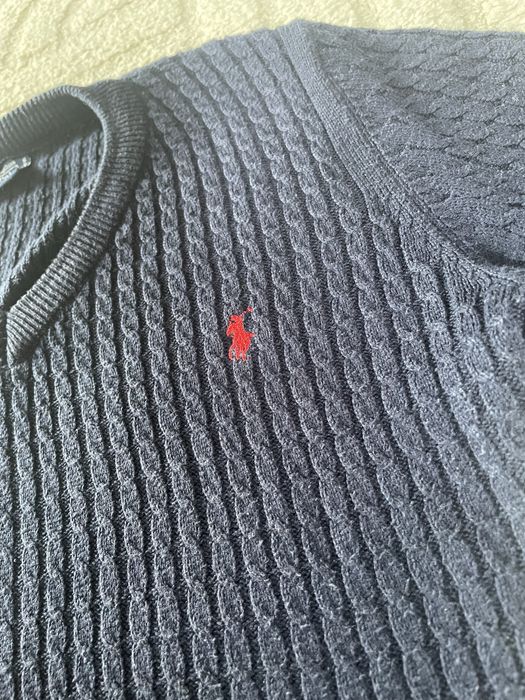 Sweter granatowy Ralph Lauren V-neck | stan bdb | rozmiar S/M