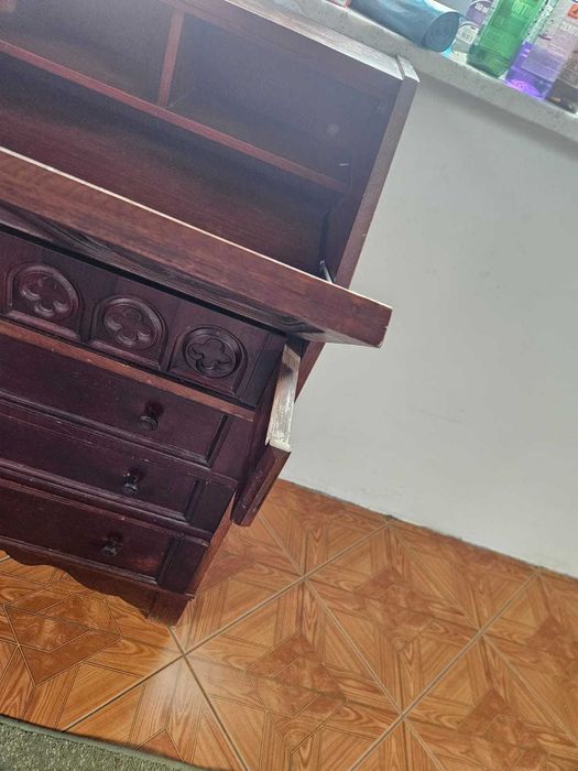 sekretarzyk - antyk - biurko - szufladki - drewniany - zabytkowy