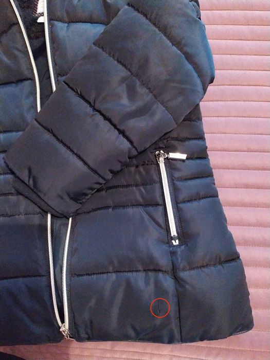 Stan bdb: kurtka zimowa puszysta granatowa 7 8 lat do 128cm