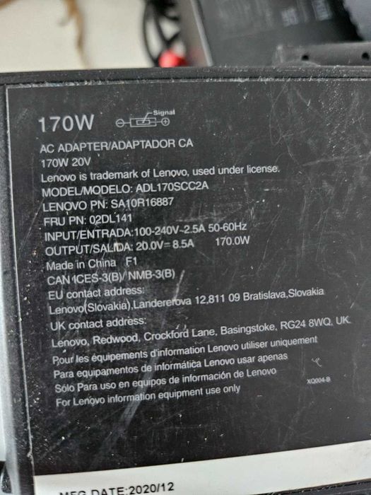 Lenovo 20v 8.5A 170 w USB pin Square  Оригінальний блок живлення