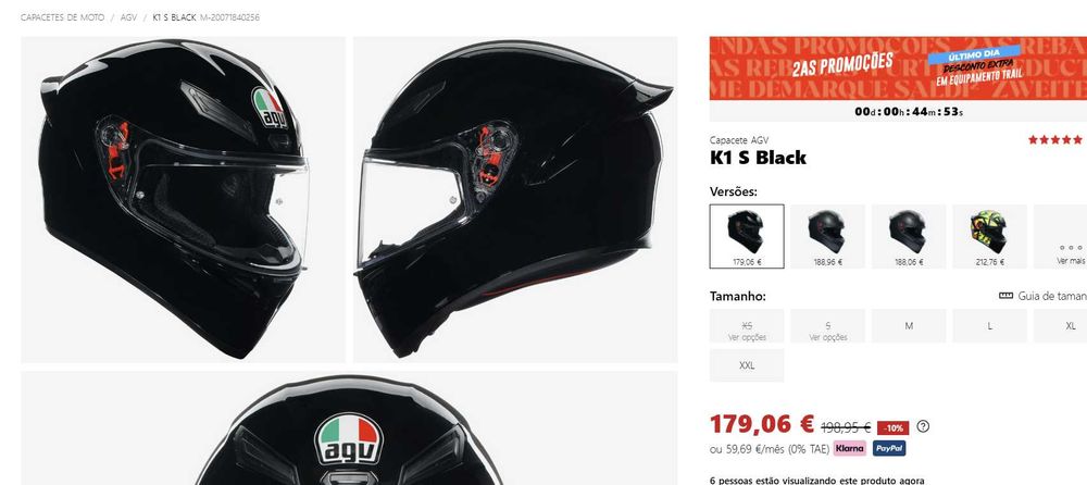Capacete Mota AGV K1 S (SIZE M) + CARDO HD sprit