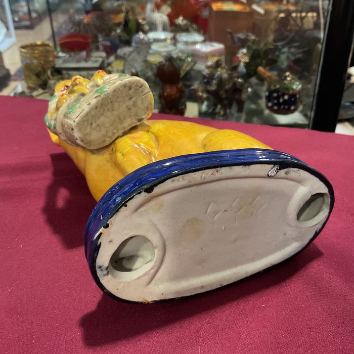 Figurine vintage stafffordshire yellow cerâmica pig/piglets 17 cm