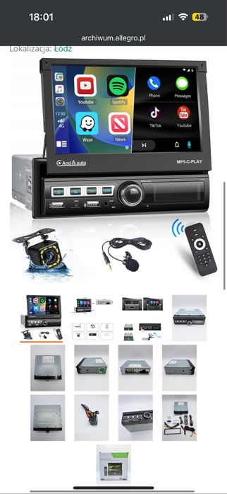 Radio samochodowe z monitorem 7 cali + pilot