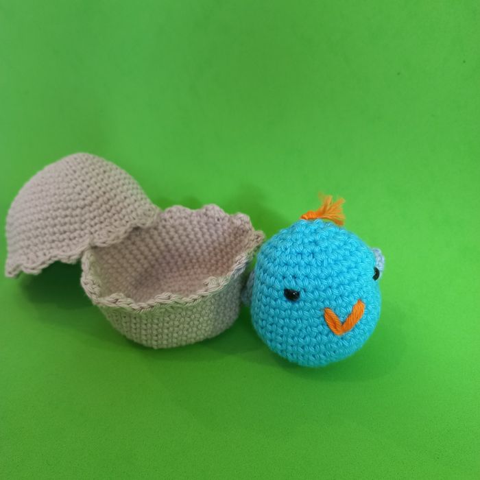 Crocheted Egg with a Chick Made of Cotton