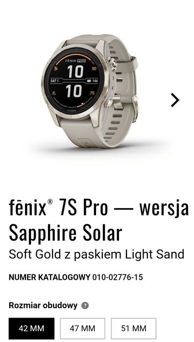 Zegarek Garmin Fenix 7s Sapphire solar