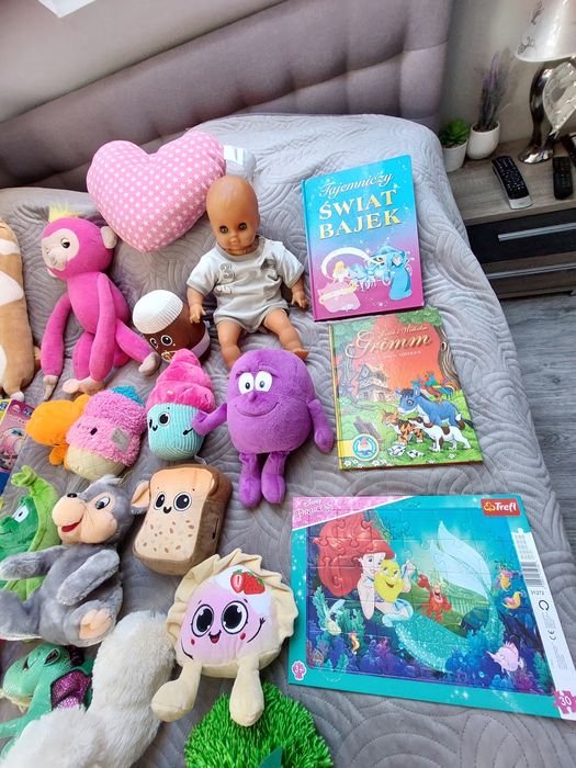 Zabawki, zestaw XXL, książki, puzle, pluszaki, lalki, organki