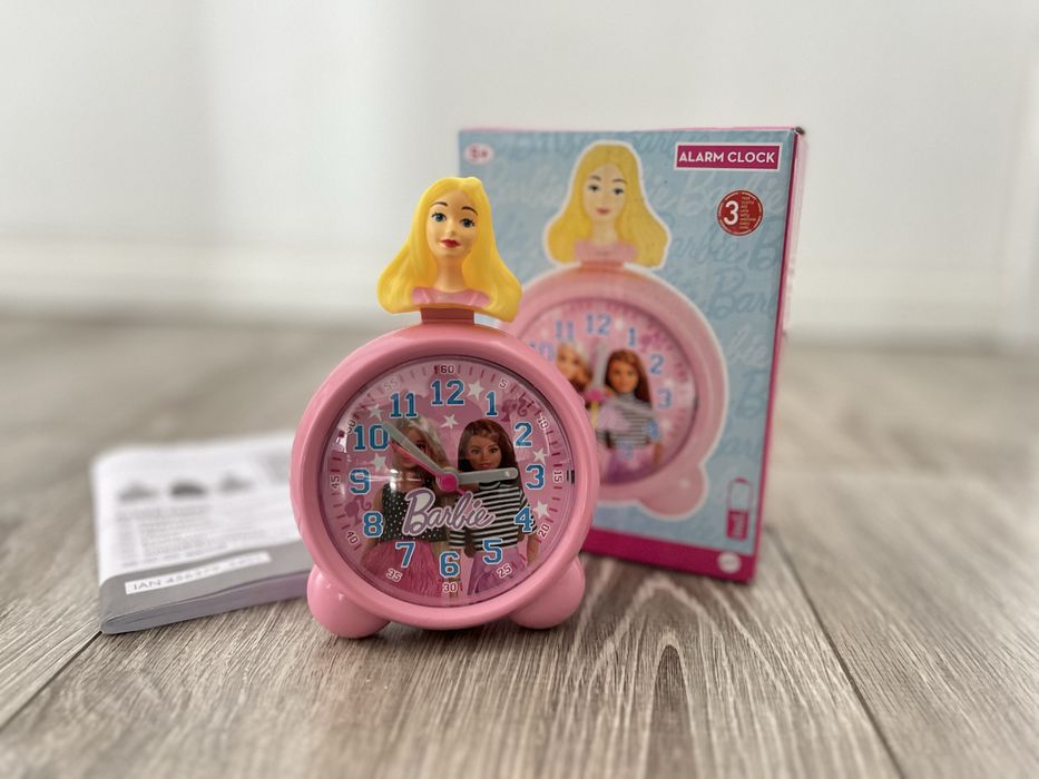 Nowy zegar budzik Barbie różowy