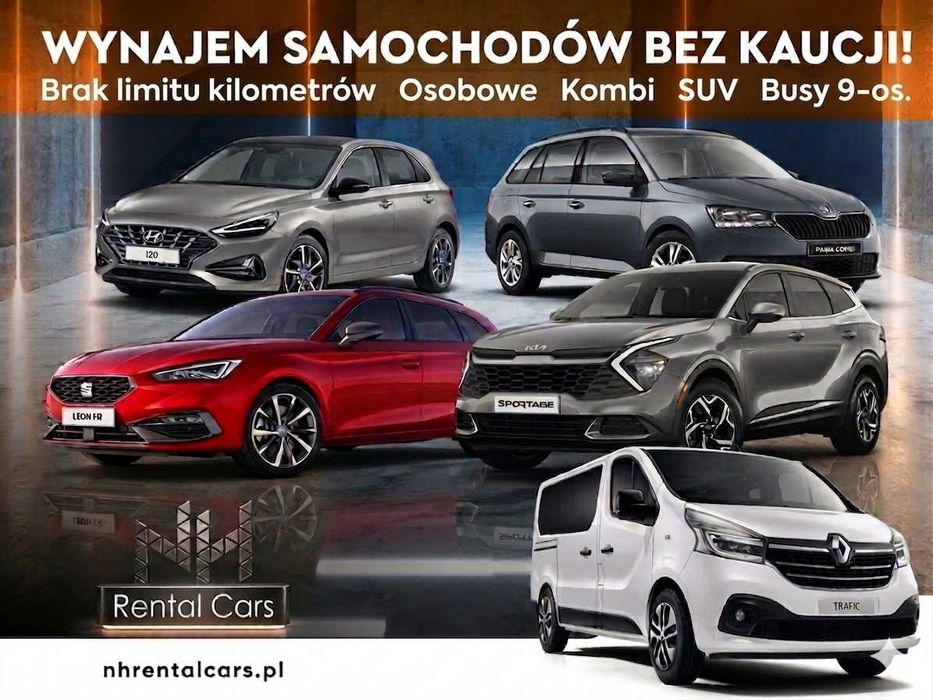 Wynajem aut Bydgoszcz/ Wypożyczalnia samochodów Bydgoszcz | Osobowe, SUV, BUS 9 os. |Automat | BEZ KAUCJI