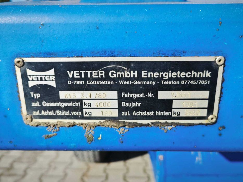 Przyczepa Kablowa Kablówka VETTER KVS 3.1/80 do bębnów kablowych