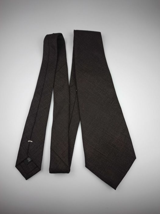 Sartoriale brązowy wełniany krawat gładki wel01