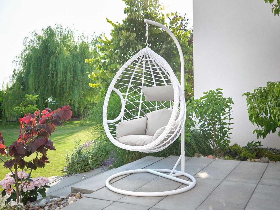 FOTEL Wiszący Bujany Ogrodowy Kosz HUŚTAWKA Kokon PREMIUM + Poduszki