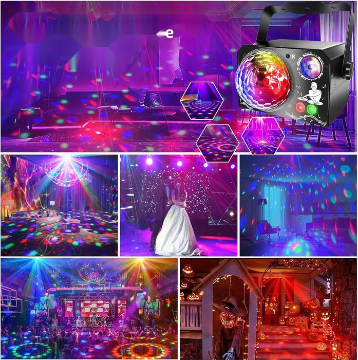 Lampa Disco LED RGB UV Stroboskop 65 Efektów Pilot USB