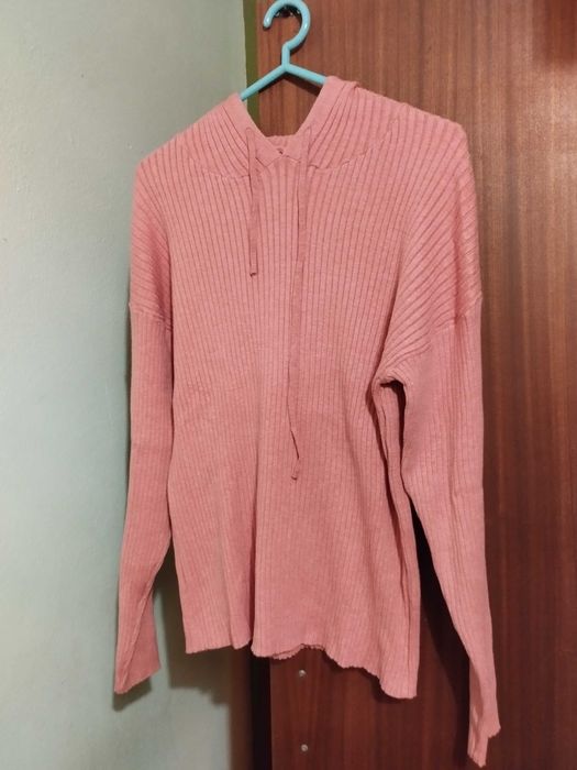 Camisola malha canelada rosa velho nova