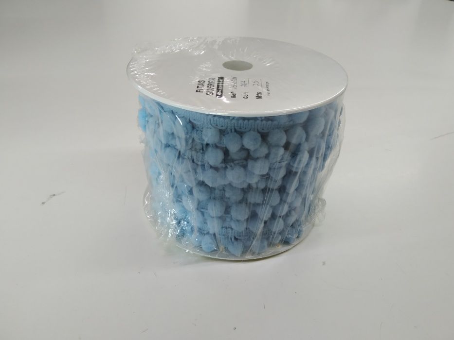 Fita Pompons 25mts Várias Cores
