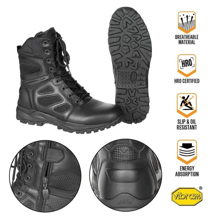 Берці Magnum підошва Vibram чорні  тактичні дихаючі grisport