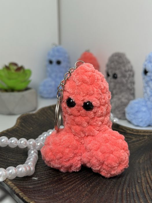 Вʼязана плюшева іграшка, член, пеніс, подарунок , брелок, іграшка 18+