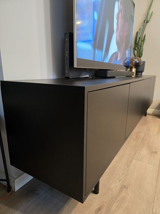 Szafka RTV 200 cm, 4 drzwi, czarny mat