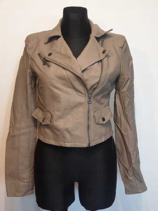 466 Nowa Ramoneska z syntetycznej skóry r.S flamant rose