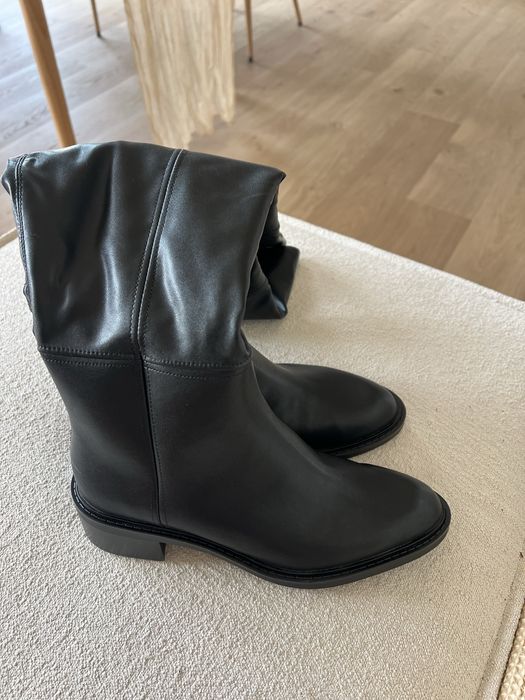 Czarne kozaki Zara wysokie xxl za kolano eko skora