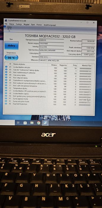 Acer Extensa 5630Z + zasilacz. Intel 2x2.4 GHz, 4gb RAM. Windows/Linux