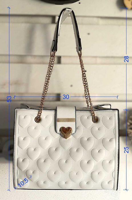 Mala de ombro - branca com dourado - Muito Elegante