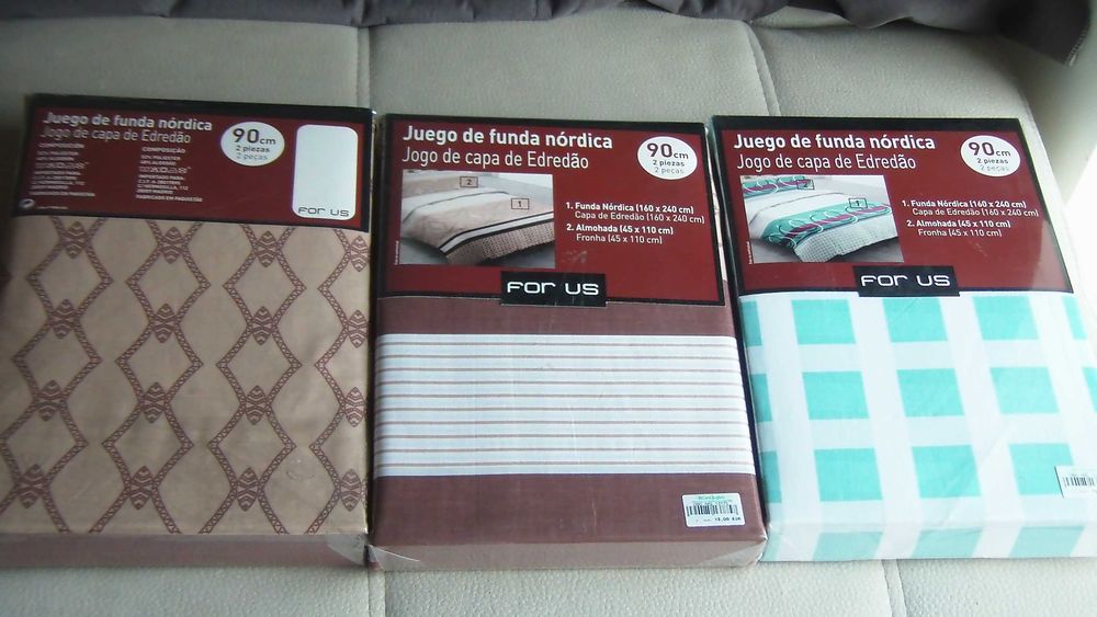 3 Jogos de cama de 90 cm com Capa de edredão 160x240 (NOVOS)