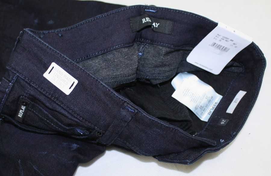 Damskie jeansy Replay Luz - Power Stretch - granatowe rurki - W26/L32