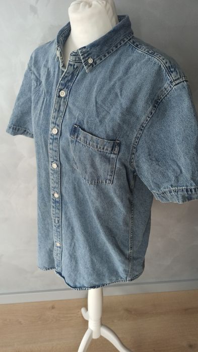 Koszula jeansowa grubszy materiał 40/42 jesień
