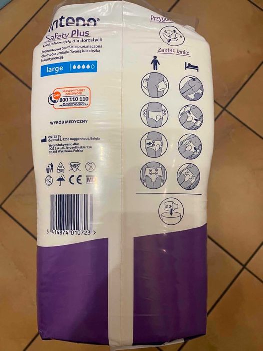 Pieluchomajtki dla dorosłych rozliar L Safety Plus firmy Inteno