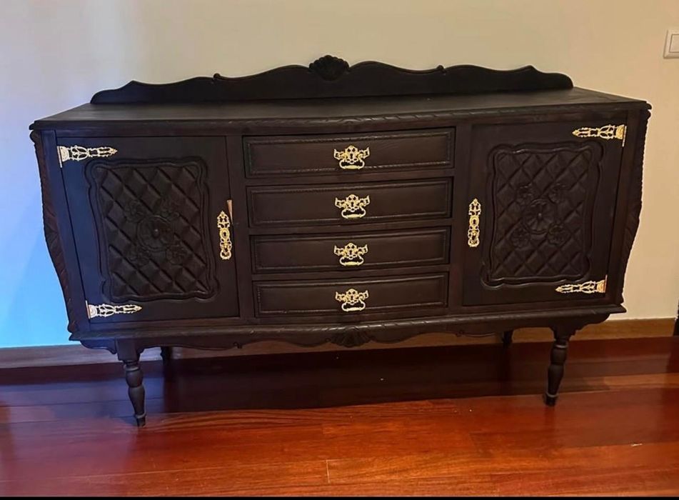 2 moveis de sala vintage com ferragens douradas