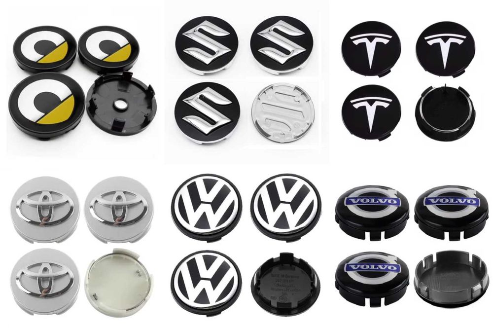 Centros/tampas de jante completos ou autocolantes para todas as marcas
