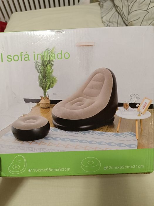 Надувний диван з пуфом,насосом Air Sofa