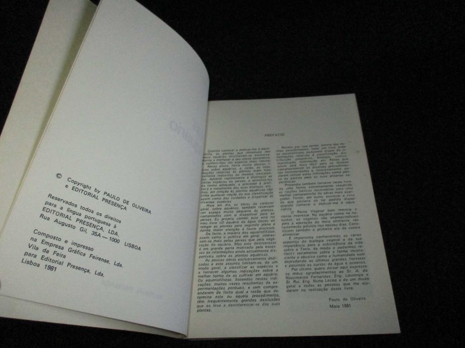 Livro Plantas de Aquário Paulo de Oliveira 1981