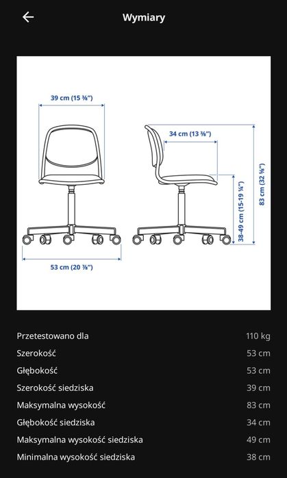 ORFJALL krzesło biurkowe dziecięce