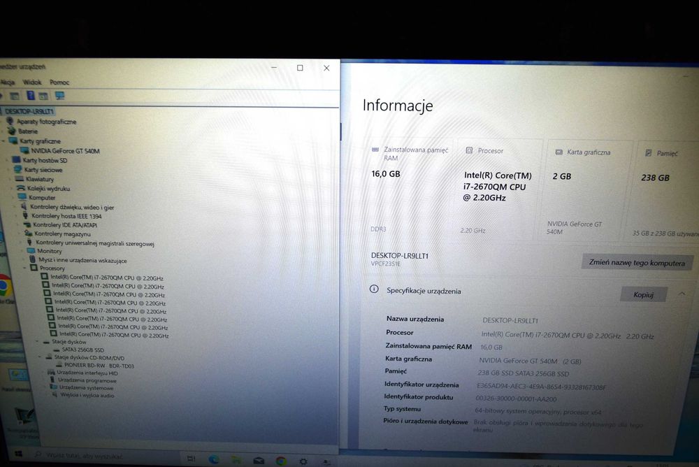 Mocny Laptop Sony VAIO VPCF23S1E 16.4" i7/16GB/256SSD Blu-Ray MŁAWA