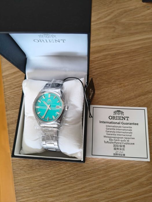 Relógio Automático ORIENT Stretto novo calibre Seiko Azul Turquesa