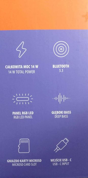 Forever Głośnik BT Radio USB LED 14W