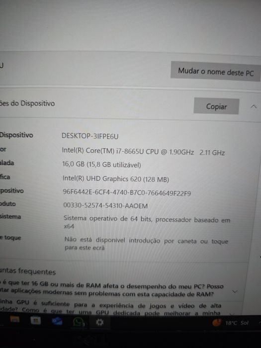 Portátil 16gb RAM I7