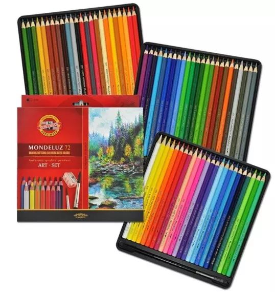 Kredki Mondeluz 72 kolory + pędzelek + temperówka. Koh-I-Noor. Nowy Produkt