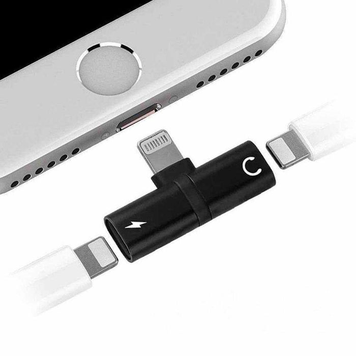 Adaptador Iphone 2 em 1 carga e música