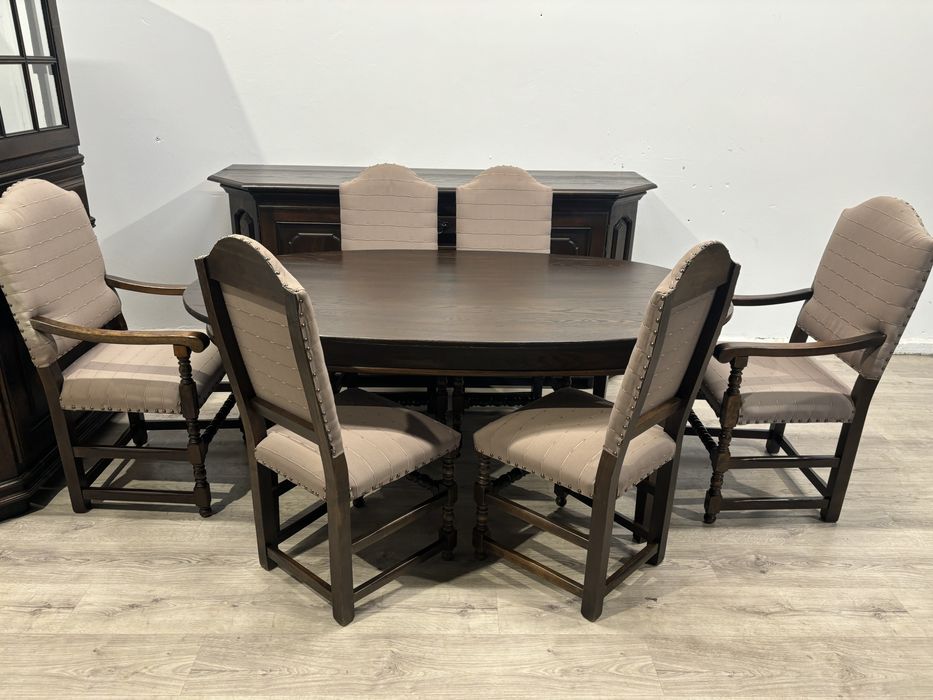 Piękny dębowy komplet mebli do jadalni